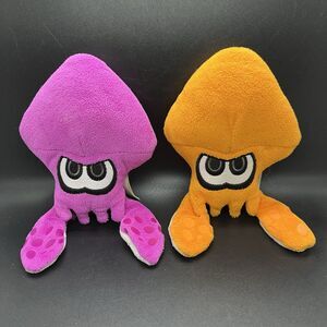 Lot Of 2 Nintendo Jakks Splatoon Purple & Orange Inkling Squid 8” Plushes Loot